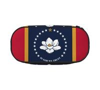 YaWea Trousse à crayons de grande capacité avec imprimé drapeau de l'État du Mississippi - Grand sac de rangement pour université, maison, bureau