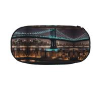 YaWea Trousse à crayons de grande capacité avec imprimé New York Manhattan Bridge Night - Grand sac de rangement pour université, maison, bureau