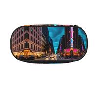 YaWea Trousse à crayons de grande capacité avec imprimé rues de New York City - Grand sac de rangement pour université, maison, bureau