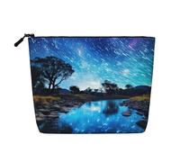 YaWea Trousse de toilette à fermeture éclair avec imprimé étoile et rivière - Cadeau d'amitié pour anniversaire, Noël, remise de diplôme, noir, One Size
