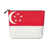 YaWea Trousse de toilette à fermeture éclair avec motif drapeau de Singapour pour anniversaire, Noël, remise de diplôme, noir, One Size