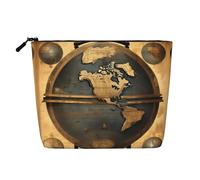 YaWea Trousse de toilette avec fermeture éclair - Motif globe antique - Cadeau d'amitié pour anniversaire, Noël, remise de diplôme, noir, One Size