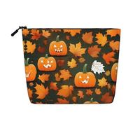 YaWea Trousse de toilette avec imprimé citrouille « Happy Thanksgiving Day » - Pochette à fermeture éclair - Cadeau d'amitié pour anniversaire, Noël, remise de diplôme, noir, One Size