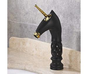 YAWEDA Or Robinets Licorne Salle De Bain Corps De Cristal Icorne Mélangeur Lavabo Robinet Noble Magnifique Bassin Pivotant Robinet D'Évier, Je