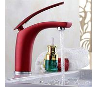 YAWEDA Robinets Bassin Peint Mélangeur Chaud Et Froid Salle De Bain Robinet Laiton Rouge Mitigeur Robinet Cascade, Court-Rouge