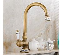 YAWEDA Robinets de cuisine Robinet bronze antique de cuisine mitigeur avec de la céramique froide et chaude grue d'évier de cuisine Robinet Mélangeurs d'eau Cuisine Robinets en céramique