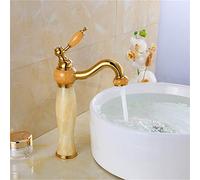 YAWEDA Salle De Bains Classique Robinet Or Jaune Jade Corps En Laiton Bassin Robinet Cocina Évier Mélangeur Eau, Élevé