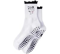 Yawlsow Jolies chaussettes de pilates antidérapantes pour femme - Chaussettes de yoga à volants en coton antidérapant pour entraînement de barre, 1 paquet-noir-martini, taille unique