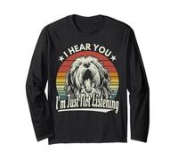 Yawn Bearded Collie I Heard You I'm Just Not Listening Retro Manche Longue