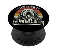 Yawn Bearded Collie I Heard You I'm Just Not Listening Retro PopSockets PopGrip Adhésif