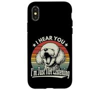 Yawn Bichon Frise Je t'entends, je n'écoute pas Sunset Retro Coque pour iPhone X/XS