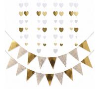 YAXIAO 6 Pièces Guirlande Cœur Papier Fanion Guirlande de Cœur 4/5m Mariage | Bannières Cœur pour Saint-Valentin Blanc et Or Amour Coeur Guirlande pour Anniversaire Noël Fêtes Bachelorette Fiançailles