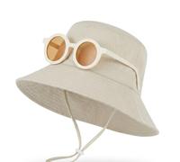 YAXIAO Bob Enfant Chapeau de Soleil Enfant Beige M Plage Camping Nique | Chapeau Plage Enfants Polyester pour Adulte Jouer en Plein Air Piscine Pique- Jardin Voyage Sportif Tour de Tête 50-54cm
