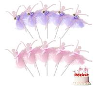 YAXIDAEVER 10 pièces Toppers Danseur Ballet Décoration Gâteau, Cake Topper Ballerine Gâteau Toppers pour Mariage, fête prénatale, fête d'anniversaire (Rose/Pourpre)