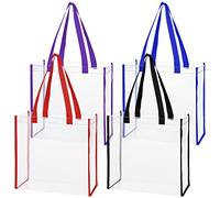 YAXIDAEVER 4 pcs Sac Fourre Tout Transparent en PVC,Sac à épaule transparent,Sacs portés Main en PVC,Sac fourre-tout transparent pour Le Travail, Voyage,Quotidien 25 * 25 * 10cm
