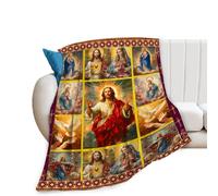 Yaxinduobao Couverture Jésus-Christ, couverture chrétienne et vierge Marie - Cadeau religieux pour la prière - Couverture polaire douce en flanelle pour enfants et adultes - 101,6 x 127 cm