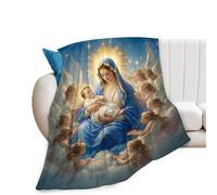 Yaxinduobao Couverture Vierge Marie Jésus Christ - Couverture à thème chrétien - Cadeau pour prière - Couverture polaire douce en flanelle pour enfants et adultes - 152,4 x 203,2 cm