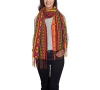 Yaxinduobao Écharpe bohème mexicaine pour femme - Longue écharpe élégante pour l'automne et l'hiver - Écharpe à franges tendance, Art folk mexicain bohème, taille unique