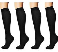 yaxinshi 4 paires Chaussettes de Contention Chaussettes de Compression pour Hommes et Femmes Circulation Compression médical 15-20 mmHg pour le sport, la course, medi, l'avion, les voyages