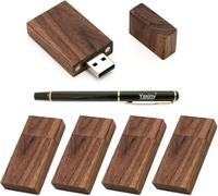 Yaxiny 5 Clés USB 2.0/3.0 rectangulaires en bois de noyer 3.0/32GB Wood USB Disk-4
