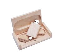 Yaxiny Clé USB C 32 Go, clé USB C Flash USB 3.0 Clé USB C Haute Vitesse Double OTG Pen Drive Boîte en Bois d'érable pour TV, Voiture, Smartphones, PC, Ordinateur Portable