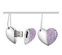 Yaxiny - Clés USB 128 Go - Clés USB de luxe étanches en forme de cœur avec diamant - Haute vitesse USB 3.0 - Disque de stockage flash 1 pièce - Violet