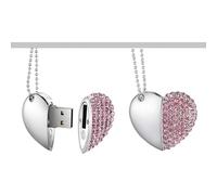 Yaxiny Clés USB 32 Go, Clés USB Premium Imperméables en Forme de Cœur avec Diamant, Haute Vitesse USB 3.0, Lecteur de Mémoire Flash 1 Pièce Rose