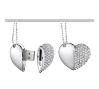 Yaxiny Lecteurs Flash USB, clés USB, 128 Go Premium, étanche, cœur, Diamant, Haute Vitesse, USB 2.0, clé USB, clé USB, 1 pièce, Argent
