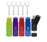 Yaxiny Lot de 5 clés USB C double USB 2.0 128 Go Design pivotant 2 en 1 pour smartphone Android, ordinateurs, MacBook, tablettes, PC