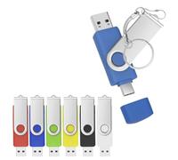 Yaxiny Lot de 6 clés USB C 2.0 haute vitesse double OTG 6 couleurs pour TV, voiture, smartphones, PC, ordinateur portable - 32 Go