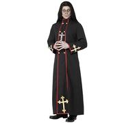 YAXRO Costume d'halloween Costume De Prêtre Adultes Hommes,Déguisement De Vicaire Noir Outwear Costumes De Cosplay De Prêtre Médiéval Accessoires De Fête d'halloween A,Large