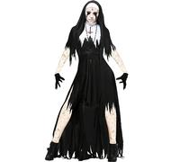 YAXRO Costume D'halloween Pour Femme,Costume De Nonne Femme Ensemble Complet De Robe De Nonne D'horreur D'halloween,Robe De Cosplay Sexy Ensemble De Robe D'halloween A,S