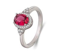 Yaya Bague de fiançailles élégante en plaqué argent 925 avec imitation rubis ovale pour femme (9)