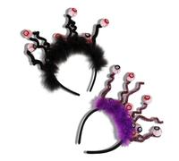 yayafunfun Lot de 2 bandeaux d'Halloween pour enfants et adultes, monstre en forme de globe oculaire, noir et violet, accessoires de cheveux effrayants pour enfants et adultes, costume de fête
