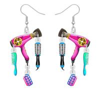 YAYAKO Acrylique Fun Sèche - Cheveux Boucles D'oreilles Peigne Ciseaux Mode Dangereuse Bijoux Coiffeur Beauté Cadeaux Pour Femmes (Multicolore)