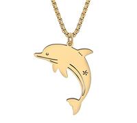 YAYAKO Collier Dauphin Pendentif Charms en Acier Inoxydable Collier Tortue de Mer pour Femme Filles Bijoux Animaux Marins (Plaqué Or Dauphin)