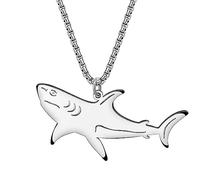 YAYAKO Collier Dauphin Pendentif Charms en Acier Inoxydable Collier Tortue de Mer pour Femme Filles Bijoux Animaux Marins (Plaqué Argent Requin)