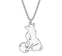 YAYAKO Collier de Renard à Longue Queue Pendentif Chaîne en Acier inoxydable 18K Collier Or Renard Cadeaux pour Femme Filles Charms Bijoux Tendances (Plaqué Argent)