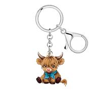 YAYAKO Cute Porte-clés Vache Highland Cadeaux Ecossais pour Femme，Violet