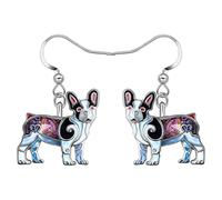 YAYAKO émail Boucles d'oreilles Chien Bouledogue Français en Zinc Alliage Teckel Golden Retriever Cadeaux pour Femme Filles (Bouledogue Français Noirlu)