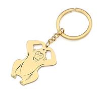 YAYAKO Porte-clés Gorille Africain en Acier Inoxydable Porte-clés Singe Gorilles Cadeaux pour Femme Filles Portefeuille Porte-clés Voiture (Plaqué Or)