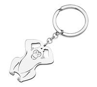 YAYAKO Porte-clés Gorille Africain en Acier Inoxydable Porte-clés Singe Gorilles Cadeaux pour Femme Filles Portefeuille Porte-clés Voiture (Plaqué Argent)