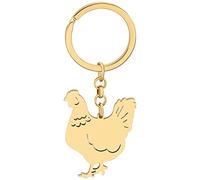 YAYAKO Porte-clés poule coq en acier Inoxydable Animaux de la Ferme Bijoux Drôles de poule Cadeaux pour Femme Filles Porte-clés voiture (Plaqué Or Poule Porte-clés)