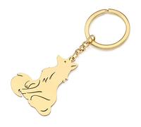 YAYAKO Porte-clés Renard Mignon Porte-clés en acier Inoxydable Plaqué or Argent 18K Cadeaux Renard pour Femme Filles Portefeuille Porte-clés voiture (Plaqué Or 051)