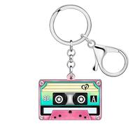 YAYAKO Porte-clés Rétro En Acrylique Avec Cassette, Bijoux Vintage Pour Femmes Et Filles, Accessoires Des Années 90 Et 80, Breloques Pour Sac à Dos (Rose)