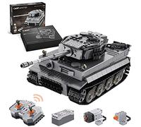 YaYashow 1:35 Technic Char Militaire, 2.4Ghz Tiger Tank Char Télécommandé Jeux de Construction avec Moteur, 925 Pièces Blocs Compatible avec Lego Technic