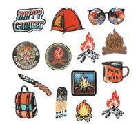 Yayatty 14 PCS Patch Thermocollant Thème Camping, Ecusson à Coudre pour Vêtement T-Shirt Jeans Veste