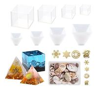 Yayatty 17 PCS Moule pour Resine Epoxy, 4 PCS Silicone Moule pour Bijoux Pyramidale et 4 PCS Moules en Silicone en Résine Cube avec Remplissage pour Artisanat, Décorations pour La Maison