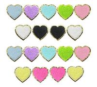 Yayatty 18 PCS Chenille Patchs de Réparation, En Forme de Coeur Thermocollant Autocollant de Patch Broderies pour Vêtement T-shirt Jeans Veste