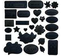 Yayatty 27 PCS Broderie Patch Thermocollant, Badge Noir Patch de Broderie Appliques Patches Ecussons à Coudre Transferts Thermocollants Décalcomanies pour T-shirt, Jeans, Vêtements, Chapeaux